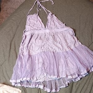 Lavender Halter Dress with Ruffle Hem
